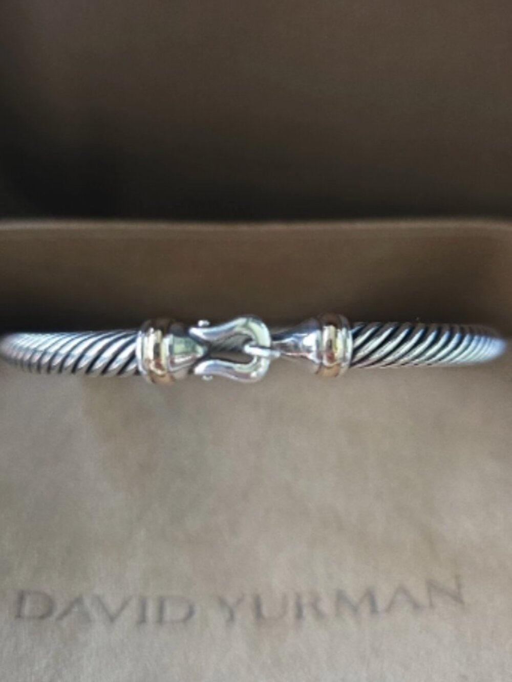 David Yurman Buckle Classic Cable Bracelet 5mm 18k Gold & Sterling Medium